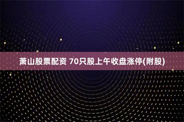 萧山股票配资 70只股上午收盘涨停(附股)